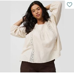 Torrid Cream Blouse with Lace Accents